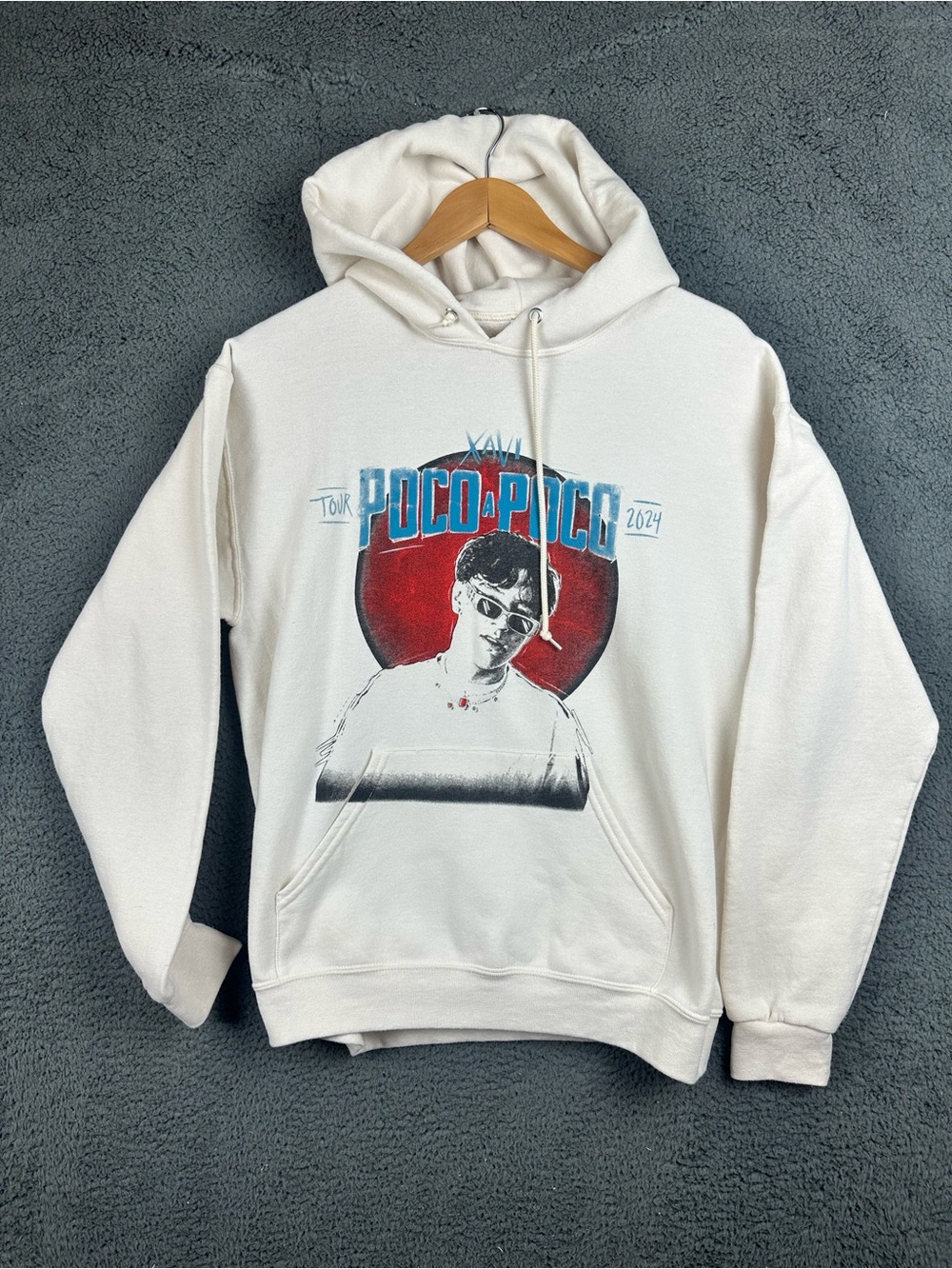 Xavi Tour Poco A Poco 2024 Hoodie Jerzees NuBlend Cream Concert Merch Medium